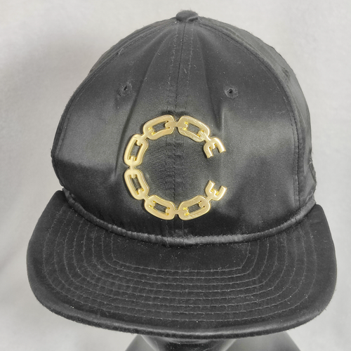 Crooks and castles thuxury black satin hat gold chain new era Cap