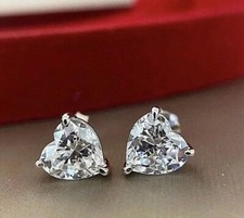925 Silver Women's Solitaire Stud Earrings 4mm To 8mm White Simulated Diamond