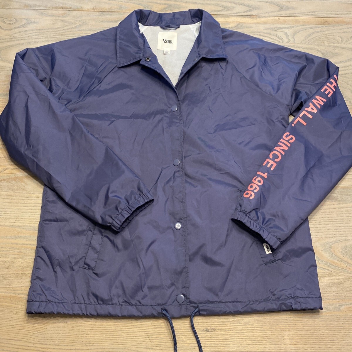 Vans Torrey Windbreaker Jacket Womens XS Blue Snap Lightweight Off