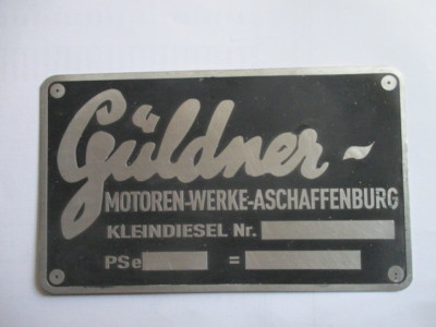 Nameplate tractor sign Güldner small diesel S40