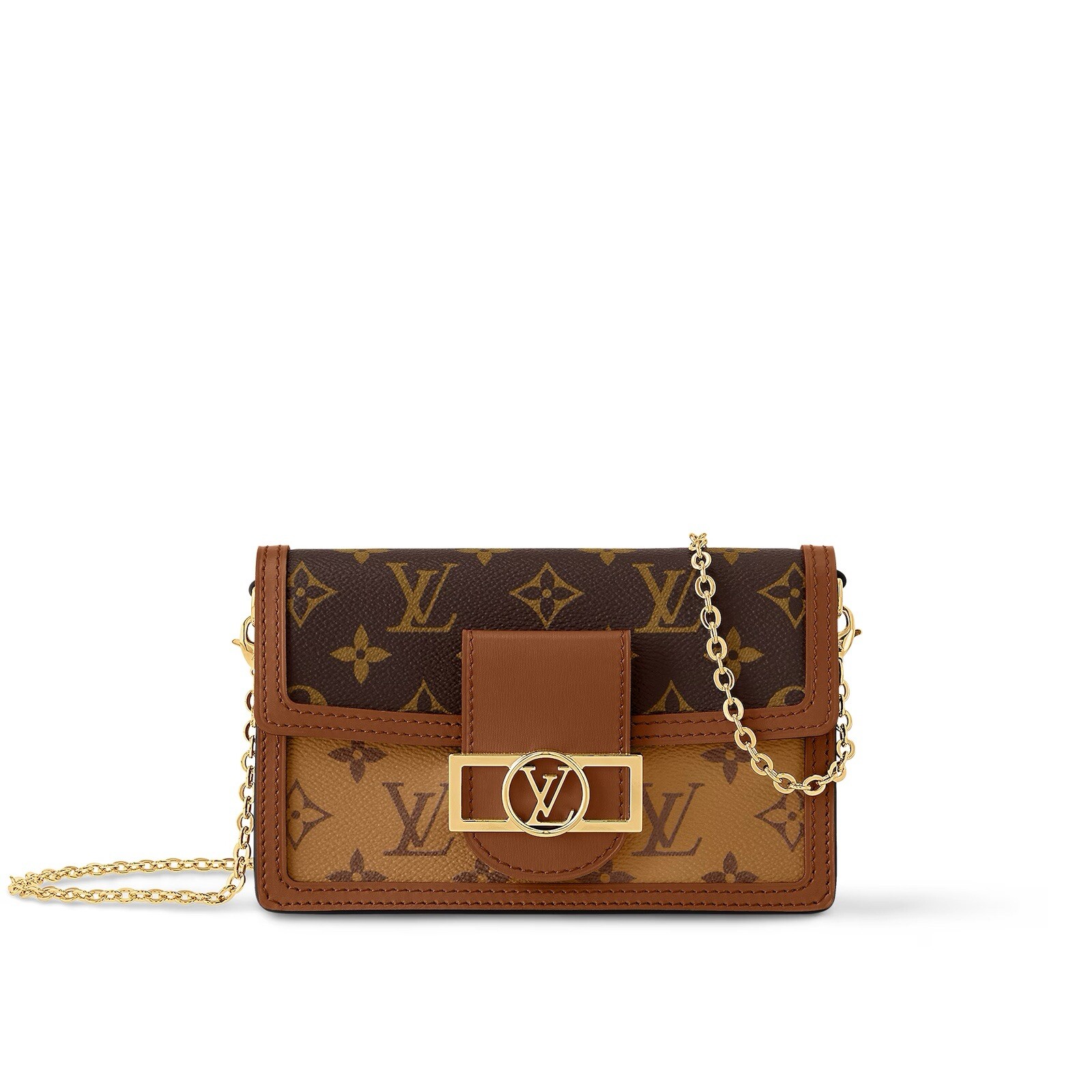 Louis Vuitton Dauphine Crossbody Bag in Brown Leather with Monogram and Reverse Monogram