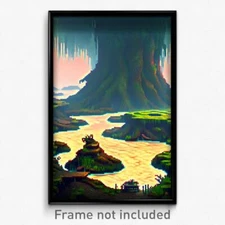 Pixel Art Poster - Cool Bog (8 Bit Psychedelic Trippy Weird Video Game Print)