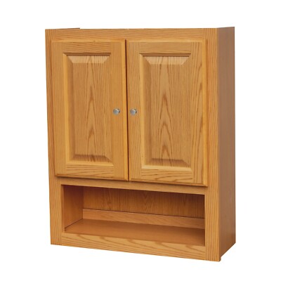 Economy Golden Oak raised panel over the toilet wall cabinet