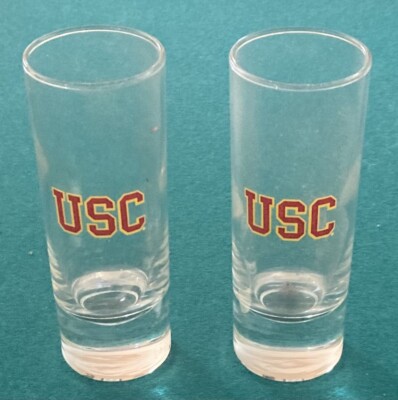 USC Trojans 4oz Tall Shot Glasses (2) Officially Licensed NCAA Product Brand New