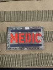 IR Medic Army 68W Doc EMT Military Combat Tactical patch Red Multicam Reflective