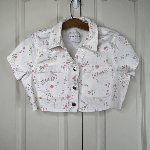 Celebrity Pink Set Junior Size 7 9 Floral Crop Top & Short Set White Pink Button - Picture 2 of 16