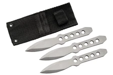 New Throwing Knives 3 Piece Set 5in. Stainless Steel Silver + Black Nylon Sheath