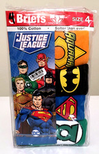 Justice League Briefs Boys Size 4 Cotton Underwear 4 Pack Batman Superman
