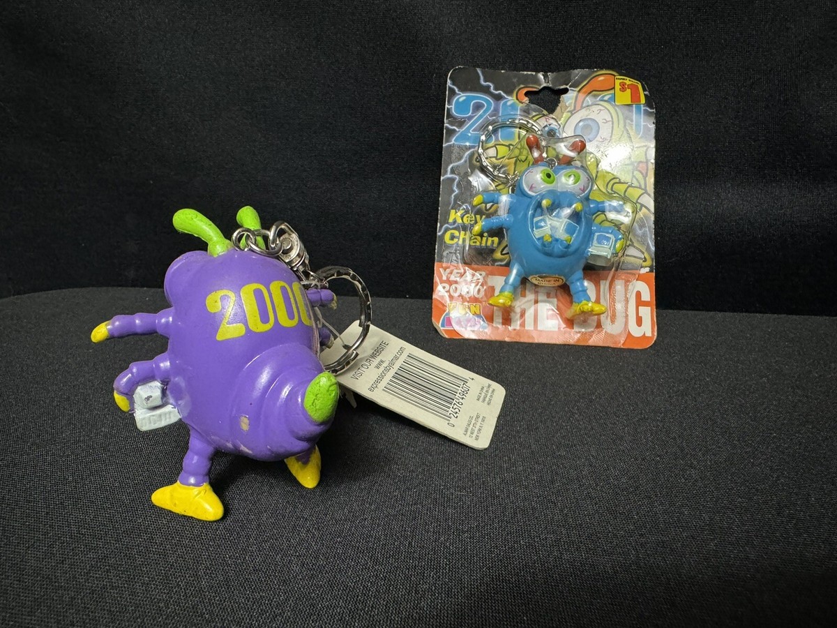 CHEEKY Y2K BUG 2000年度 アメリカ限定マイクロ・チーキー Vintage Y2K Bug Computer Virus Keychains NEW PVC Figures Blue +
