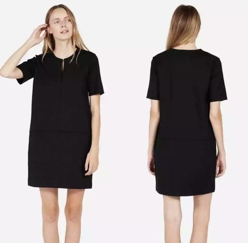 Short-Sleeve Black Viscose Dress Size 