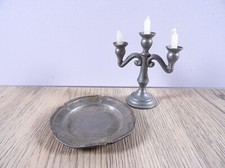 Nostalgia Vintage Miniature Candlestick 3 Light Plate Dollhouse Rare (8157)