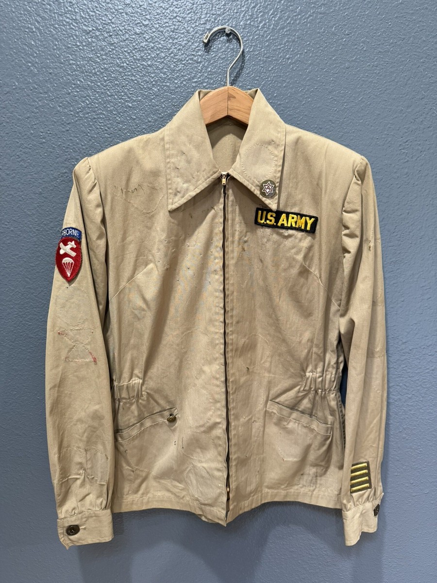 Vintage 40's World War 2 Us Army Nurses Zip Cotton MP Jacket Size