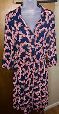 VTG Loco Lindo 90s Y2K Button Up Stretch Waist Print Dress Large Made In USA