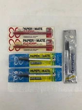 LOT OF 5 Assorted Vintage Paper Mate Flexgrip Write Bros Erasable Pen Red Black