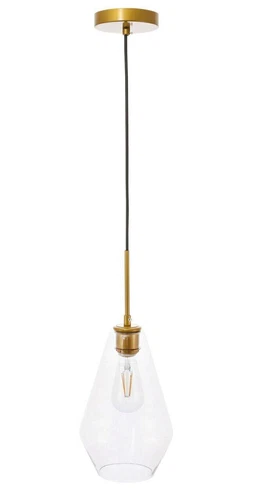 Pendant Brass and Black Modern Light Glass Shade Kitchen Ceiling Hanging Fixture - Picture 6 of 12