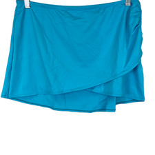 Jantzen Women's Ruched Faux Wrap Swim Overskirt Solid Cascade Teal Size 12