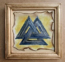 Valknut painting Magic symbol Original oil painting Scandinavian symbol Gift art