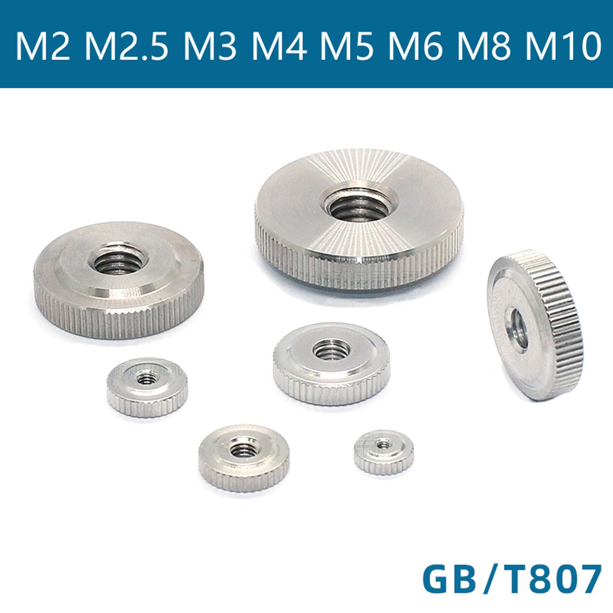 Rändelmutter M2 M2.5 M3 M4 M5 M6 M8 M10 Durchgangsloch 