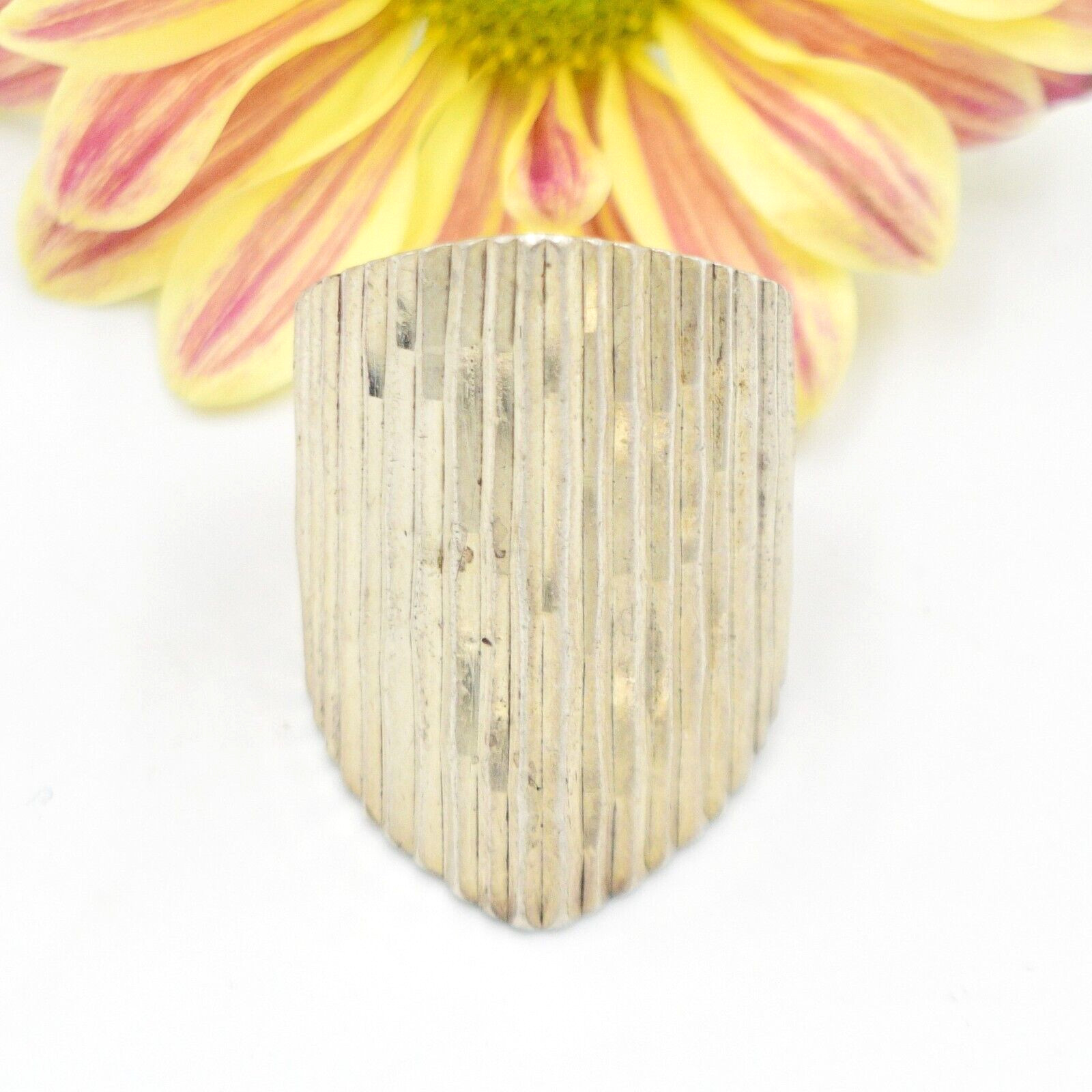 Sterling Silver 925 Large Textured Statement Ring… - image 1