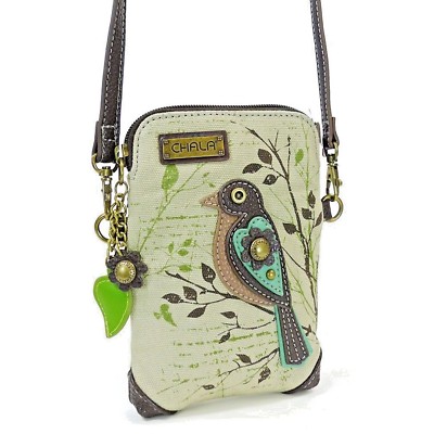 Chala Canvas Cell Phone Wallet Purse Crossbody Wristlet Handbag Safari Bird