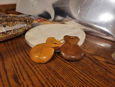 Vintage Hand Carved Wooden Set Of Castanets Noisemakers Percussion Babies love