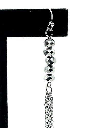 Nine West Silber Kristall Perlen Kette Quaste Statement Schulter Staub Ohrringe - Bild 8 von 8