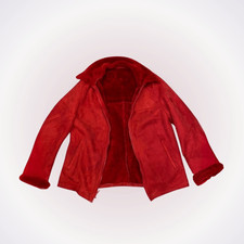 Duck Sport Red Authentic Leather Shearling Winter Jacket | Sz M