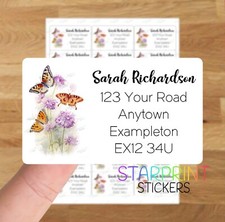 Butterflies Personalised Address Labels, Self Adhesive Custom Return Stickers