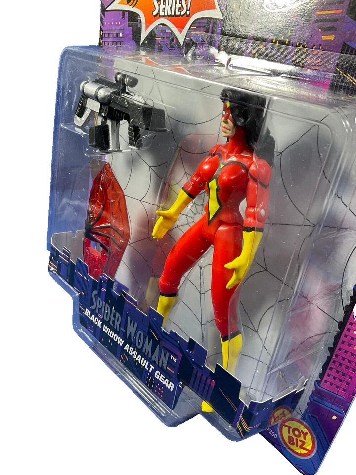 1996 Marvel, Toy Biz, 'Mulher-Aranha', com Equipamento de Assalto da Viúva Negra, Figura, Novo na embalagem - Imagem 4 de 4