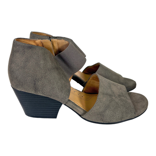 Natural Soul Women’s Gray Dylan Open Peep Toe Booties - 8
