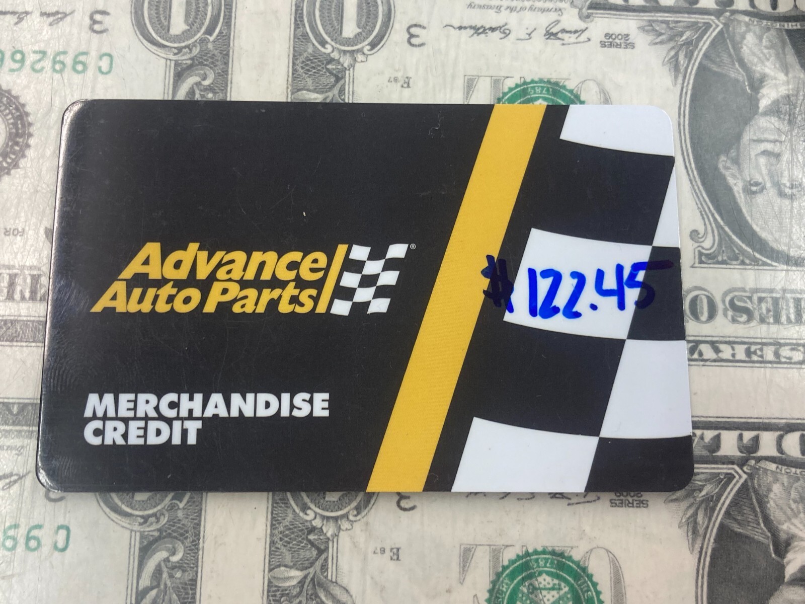122.45 Advanced Auto Parts Gift Card Merchandise Credit Value 122.45