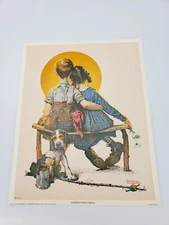 Norman Rockwell "Puppy Love"  "Boy and Girl Gazing at the Moon" 1972 Lithograph 
