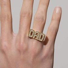 Waterproof 18k Gold Filled Dad Ring CZ Stones Best Dad Ever Perfect For Men