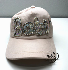 Baby Rhinestone Bejeweled Baseball Cap Nude Womens OSFM Snapback Unbranded