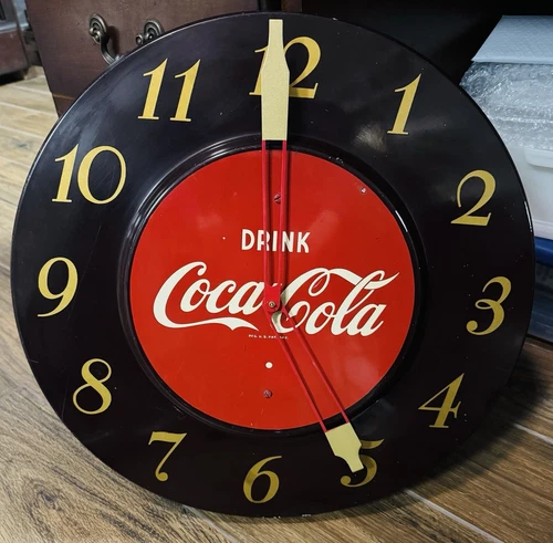 Vintage ‘50’s COCA-COLA 18" Metal Wall Clock W/new Motor - Looks & Works Great