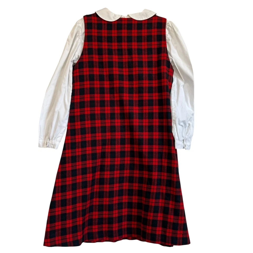 De Colección Silly Goose Mano Calada Perros Rojo Cuadros Jersey Vestido Conjunto Manga Larga Talla 6X Foto 2 de 4