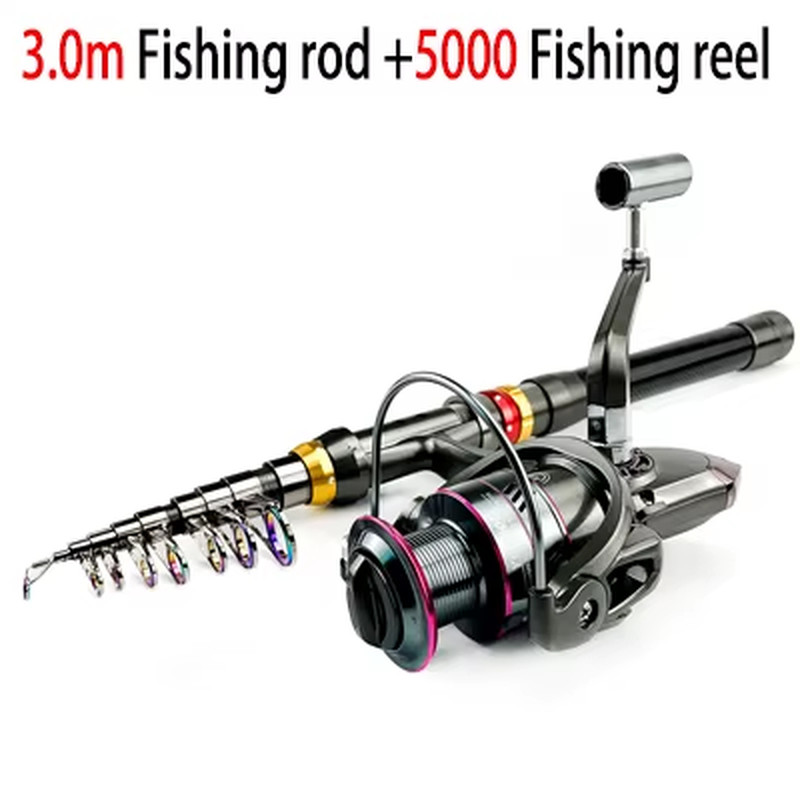 1.8-3.6M Carbon Fiber Fishing Rod and Reel Combo Super Hard 
