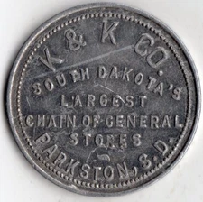 PARKSTON SOUTH DAKOTA K & K GENERAL STORE $1.00 MERCHANT GOOD FOR TRADE TOKEN