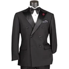 VINCI Men's Black Double-Breasted Modern Fit Tuxedo w/ Flex Waist NEW