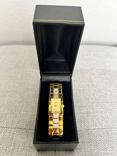 Caravelle by Bulova Women's Gold Tone Rectangle Quartz Bracelet Watch w/ Box - product listing photo