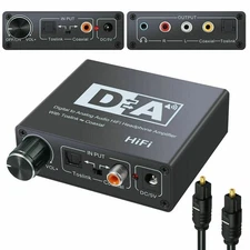Digital to Analog Audio Hifi Headphone Amplifier Toslink Coaxial RCA Adapter