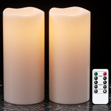 Waterproof Outdoor Flameless Candles with Remote Timer, Battery Operated Large F