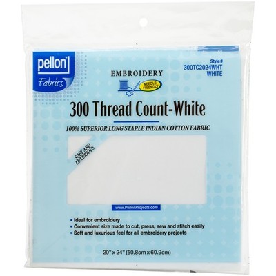 Pellon 300 Thread Count Cotton Fabric For Embroidery-White 20''X24'' - 2024WHT
