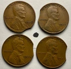 Lot of 4 1936-1941 Lincoln Wheat Cent Clipped Planchet Mint Error Coins