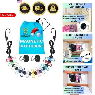 Magnetic Clothesline Cruise Ship Approved RV Travel Clothesline Durable Magnets