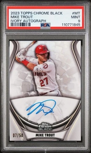 2023 Topps Chrome Black Mike Trout IVORY Autograph # 07/50 PSA 9 L.A. Angeles