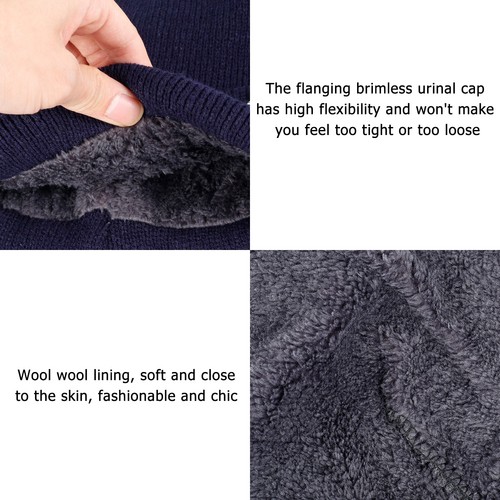 Winter Beanie Hat Elastic Warm Fleece Lined Beanie Hat Unisex Warm Cozy stCDM - Picture 2 of 16