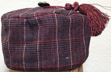 SMOKING CAP Repro 1800's Victorian Style 100 Wool Multi-colored Plaid Size LG