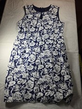 LANDS  END Blue  White Floral Print Shift Dress 12P