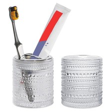 Toothbrush Holders for Bathrooms, Clear Glass Toothbrush Holder, 10oz Bathroo...